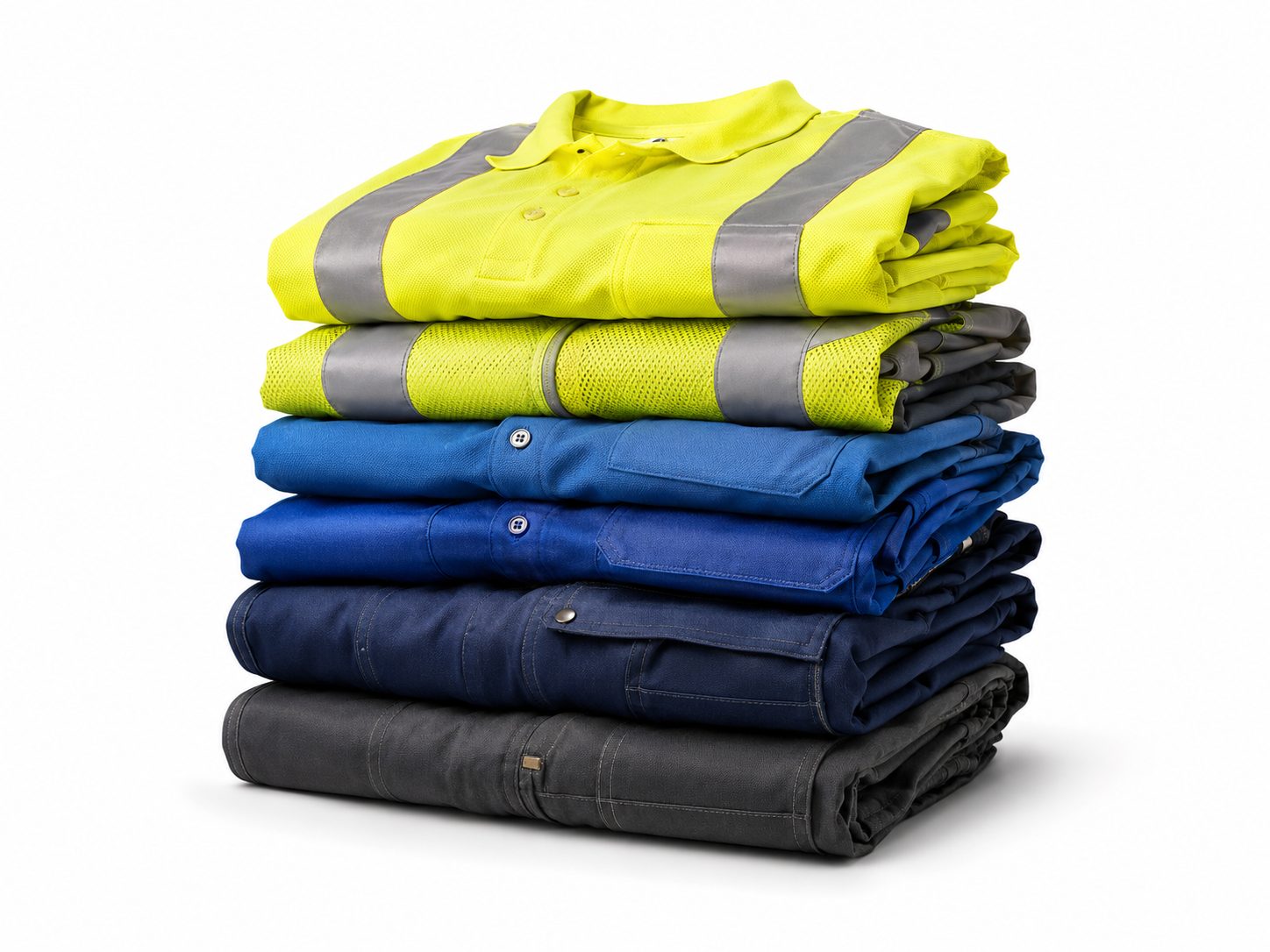 Neatly folded clean work shirts